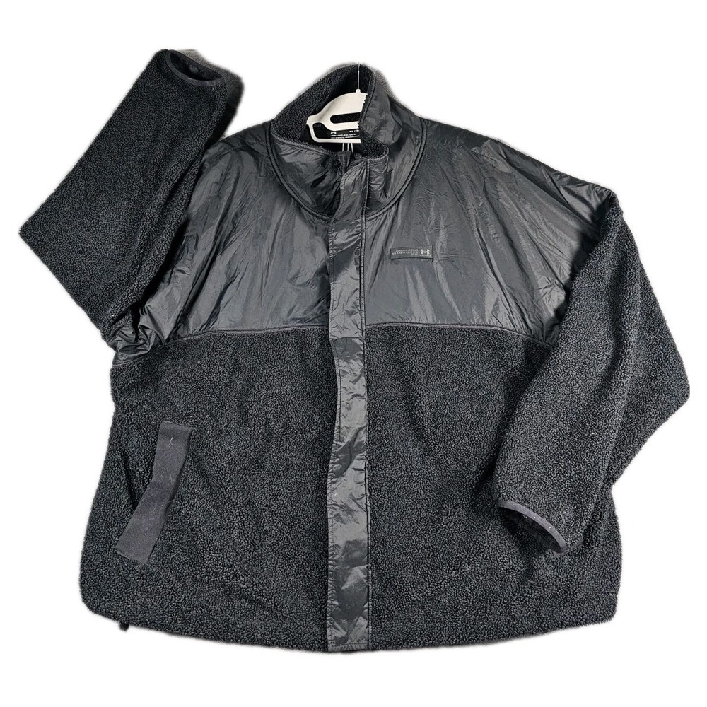 Under Armour Womens 2X Black Sherpa Teddy Fleece Full Zip Jacket 1368756 - Picture 1 of 12
